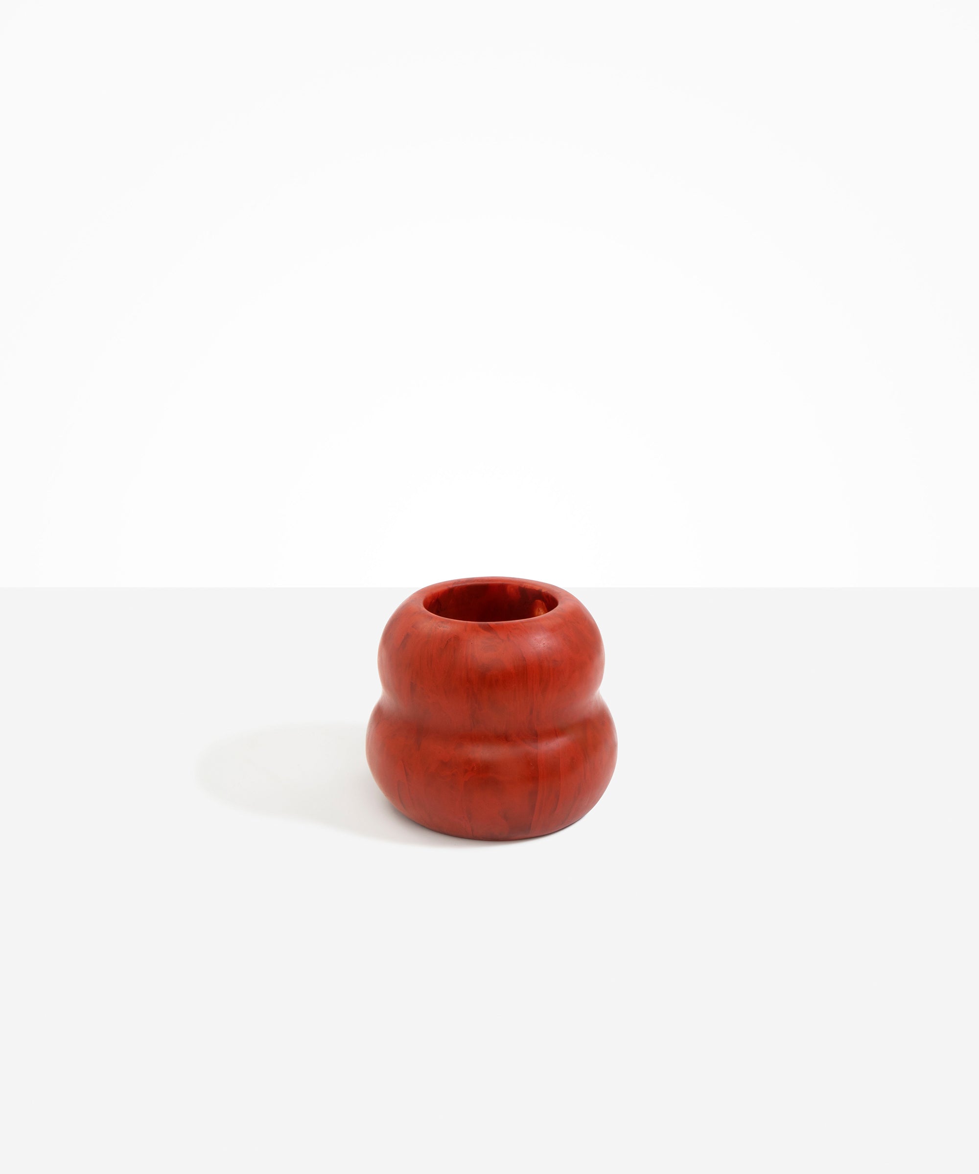 Dinosaur Designs Medium Beehive Vase in Lava — handcrafted marbled terracotta red resin vase with stacked bubble silhouette and wide opening...