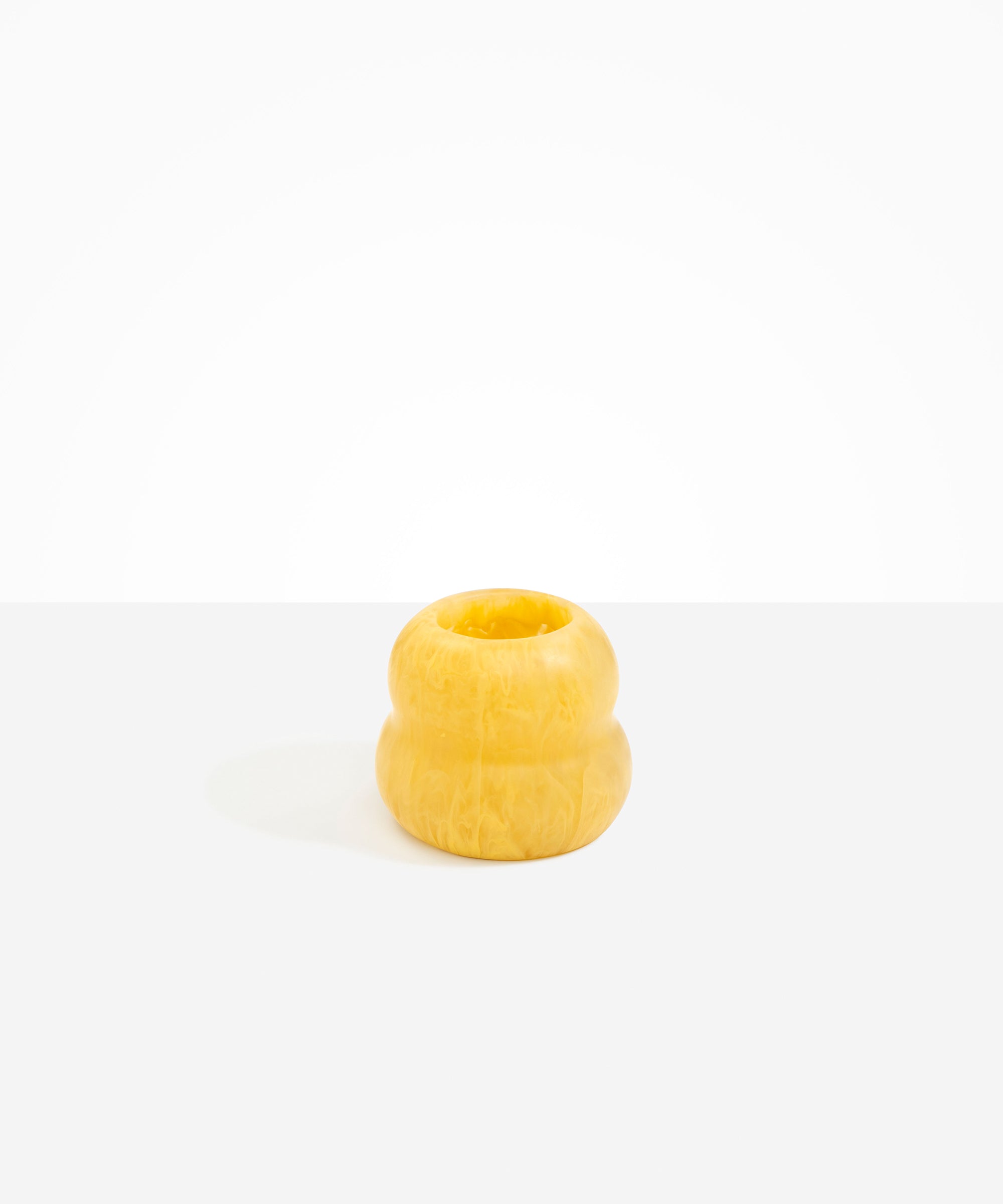 Dinosaur Designs Medium Beehive Vase in Pollen — handcrafted marbled yellow and clear resin vase with stacked bubble silhouette and wide opening..