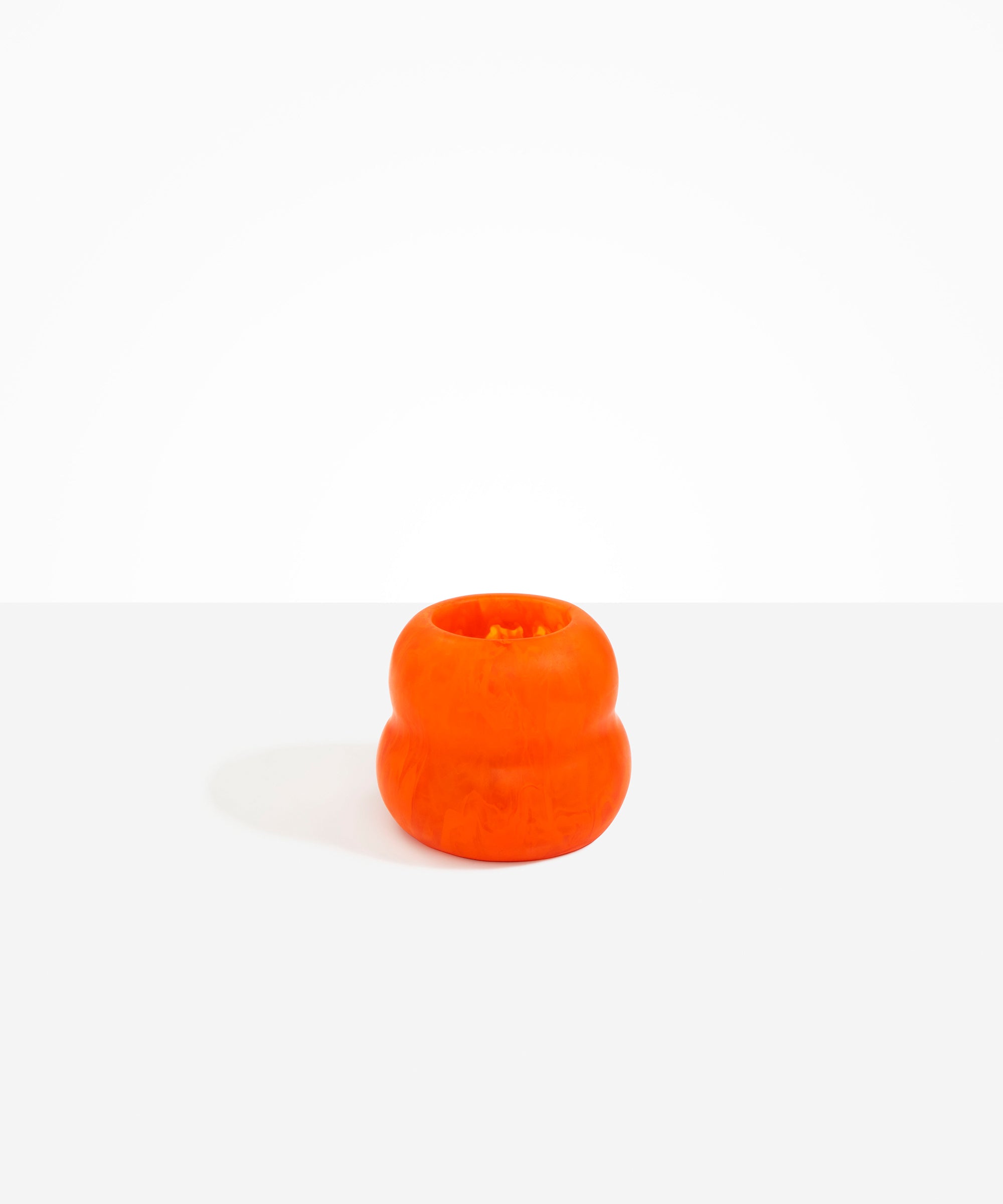 Dinosaur Designs Medium Beehive Vase in Tangerine — handcrafted marbled orange and clear resin vase with stacked bubble silhouette and wide opening...