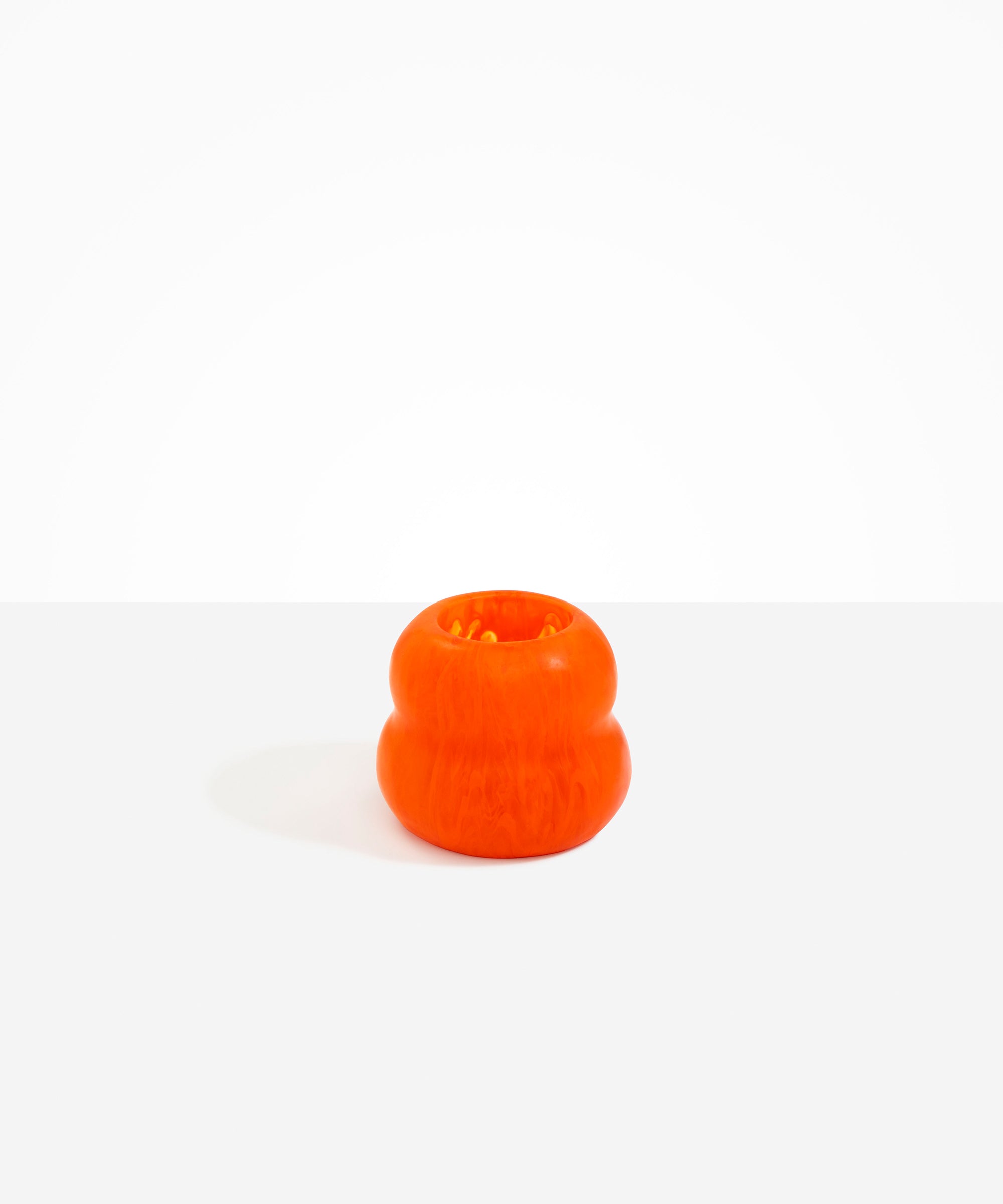 Dinosaur Designs Medium Beehive Vase in Tangerine — handcrafted marbled orange and clear resin vase with stacked bubble silhouette and wide opening...