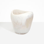 Dinosaur Designs Large Beetle Vase in Chalk Swirl — handcrafted marbled off-white resin vase with wide rounded body and sculpted open petal-shaped rim