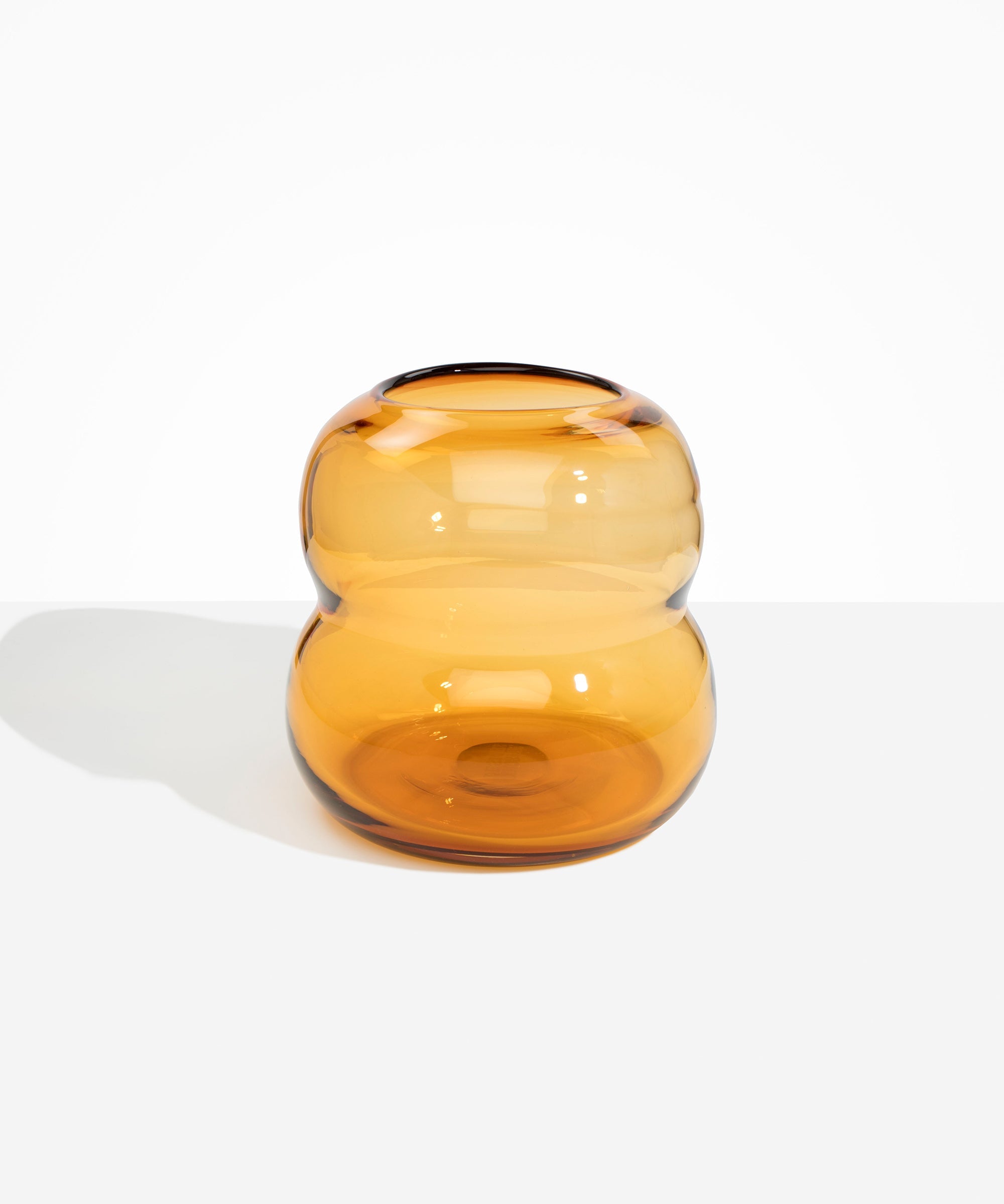 Dinosaur Designs Large Glass Beehive Vase in Amber — handblown amber yellow glass vase with stacked round silhouette and wide open rim