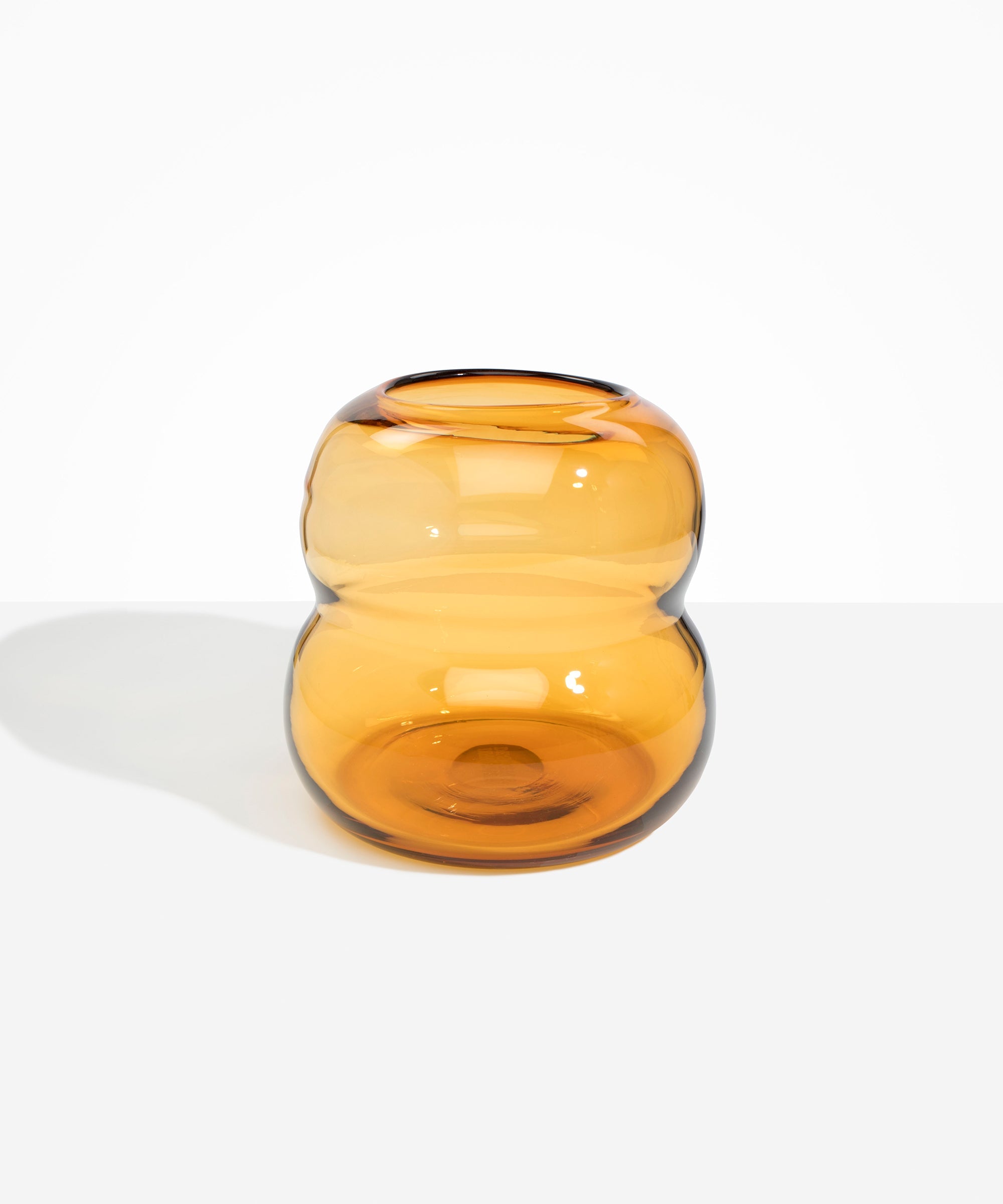 Dinosaur Designs Large Glass Beehive Vase in Amber — handblown amber yellow glass vase with stacked round silhouette and wide open rim