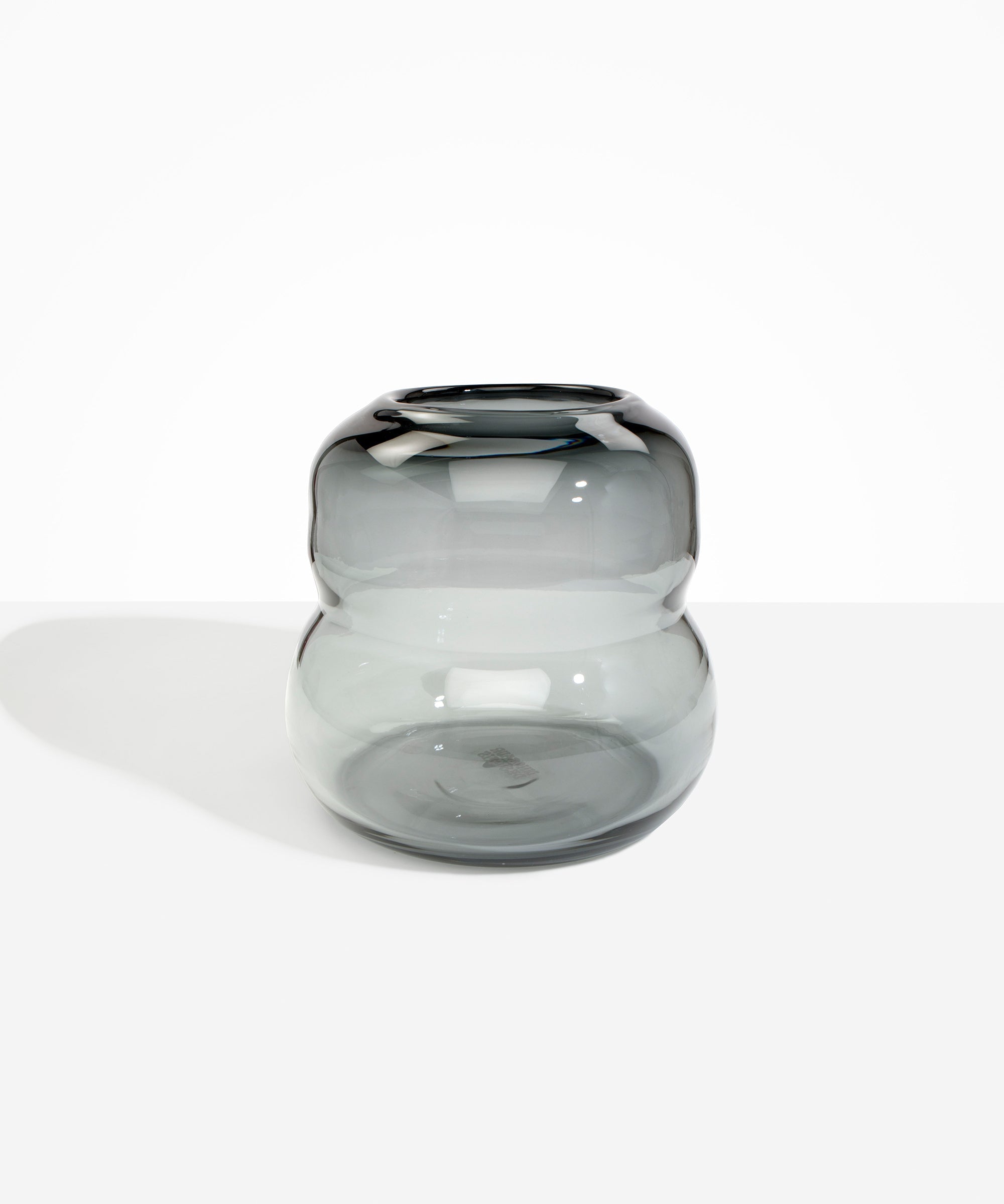 Dinosaur Designs Large Glass Beehive Vase in Clear Black — handblown transparent black glass vase with stacked round silhouette and wide open rim