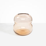 Dinosaur Designs Large Glass Beehive Vase in Clear Brown — handblown light brown glass vase with stacked round silhouette and wide open rim..