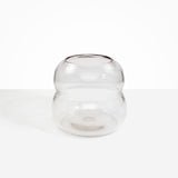 Dinosaur Designs Large Glass Beehive Vase in Clear — handblown transparent glass vase with stacked round silhouette and wide open rim..