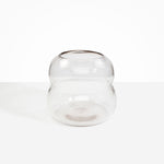 Dinosaur Designs Large Glass Beehive Vase in Clear — handblown transparent glass vase with stacked round silhouette and wide open rim..