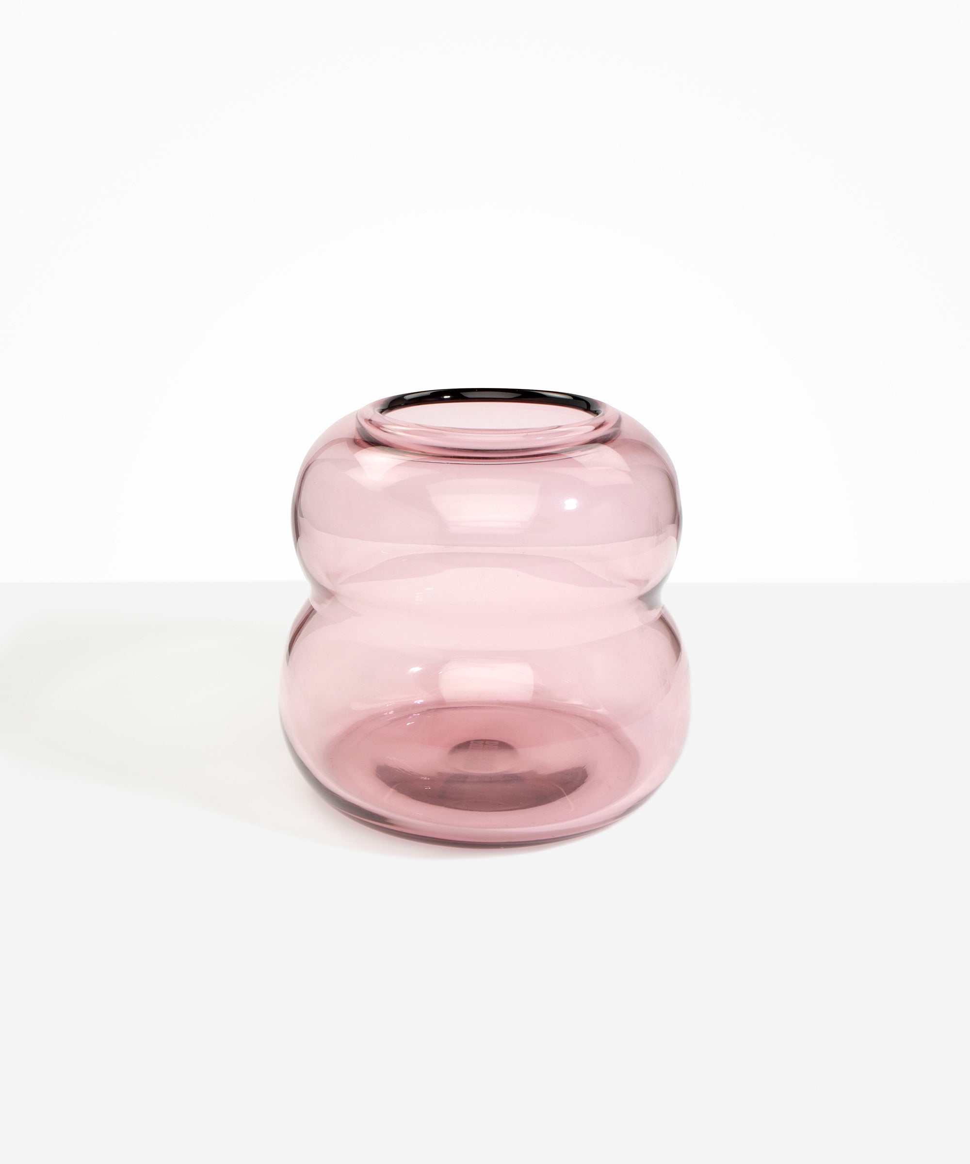 Dinosaur Designs Large Glass Beehive Vase in Pink — handblown pink glass vase with stacked round silhouette and wide open rim..