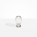 Dinosaur Designs Small Glass Rockpool Vase in Clear — handblown transparent glass vase with rounded bulbous body and small spherical pedestal base..