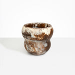 Dinosaur Designs Large Honeypot Vase in Cappuccino — handcrafted marbled brown and cream resin vase with wide opening and rounded stacked bubble silhouette...