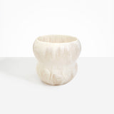 Dinosaur Designs Large Honeypot Vase in Chalk Swirl — handcrafted marbled off-white and clear resin vase with wide opening and rounded stacked bubble silhouette...