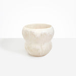 Dinosaur Designs Large Honeypot Vase in Chalk Swirl — handcrafted marbled off-white and clear resin vase with wide opening and rounded stacked bubble silhouette...