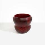 Dinosaur Designs Large Honeypot Vase in Crimson — handcrafted marbled scarlet red resin vase with wide opening and rounded stacked bubble silhouette...