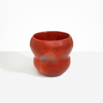 Dinosaur Designs Large Honeypot Vase in Lava — handcrafted marbled terracotta red and clear resin vase with wide opening and rounded stacked bubble silhouette...