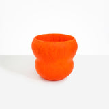 Dinosaur Designs Large Honeypot Vase in Tangerine — handcrafted marbled orange and clear resin vase with wide opening and rounded stacked bubble silhouette...