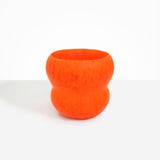 Dinosaur Designs Large Honeypot Vase in Tangerine — handcrafted marbled orange and clear resin vase with wide opening and rounded stacked bubble silhouette..