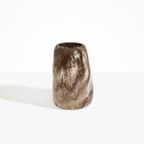 Dinosaur Designs Large Pebble Vase in Cappuccino — handcrafted marbled cream and brown resin vase with smooth rounded pebble form and narrow opening.