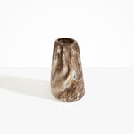 Dinosaur Designs Large Pebble Vase in Cappuccino — handcrafted marbled cream and brown resin vase with smooth rounded pebble form and narrow opening.