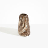 Dinosaur Designs Large Pebble Vase in Cappuccino — handcrafted marbled cream and brown resin vase with smooth rounded pebble form and narrow opening.