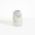 Dinosaur Designs Large Pebble Vase in Cloud — handcrafted marbled cream and grey resin vase with smooth rounded pebble form and narrow opening
