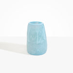 Dinosaur Designs Large Pebble Vase in Pool — handcrafted marbled blue and transparent resin vase with smooth rounded pebble form and narrow opening.
