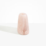 Dinosaur Designs Large Pebble Vase in Rose Swirl — handcrafted marbled pink and transparent resin vase with smooth rounded pebble form and narrow opening.