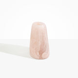 Dinosaur Designs Large Pebble Vase in Rose Swirl — handcrafted marbled pink and transparent resin vase with smooth rounded pebble form and narrow opening.