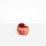 Dinosaur Designs Orchid Vase in Rust — handcrafted marbled terracotta red and cream resin vase with short rounded organic form and sculpted open petal-shaped rim