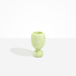 Dinosaur Designs Small Rockpool Vase in Pistachio — handcrafted marbled pastel green resin vase with rounded bulbous body and small spherical pedestal base