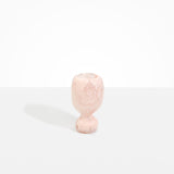 Dinosaur Designs Small Rockpool Vase in Rose Swirl — handcrafted marbled dusty pink resin vase with rounded bulbous body and small spherical pedestal base