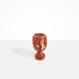 Dinosaur Designs Small Rockpool Vase in Rust — handcrafted marbled terracotta red and cream resin vase with rounded bulbous body and small spherical pedestal base