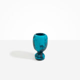 Dinosaur Designs Small Rockpool Vase in Turquoise — handcrafted marbled teal blue resin vase with rounded bulbous body and small spherical pedestal base