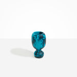 Dinosaur Designs Small Rockpool Vase in Turquoise — handcrafted marbled teal blue resin vase with rounded bulbous body and small spherical pedestal base