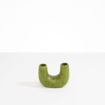 Dinosaur Designs Mini Branch Vase in Olive —  marbled green resin decorative vase with chunky U-shaped arch form and twin openings