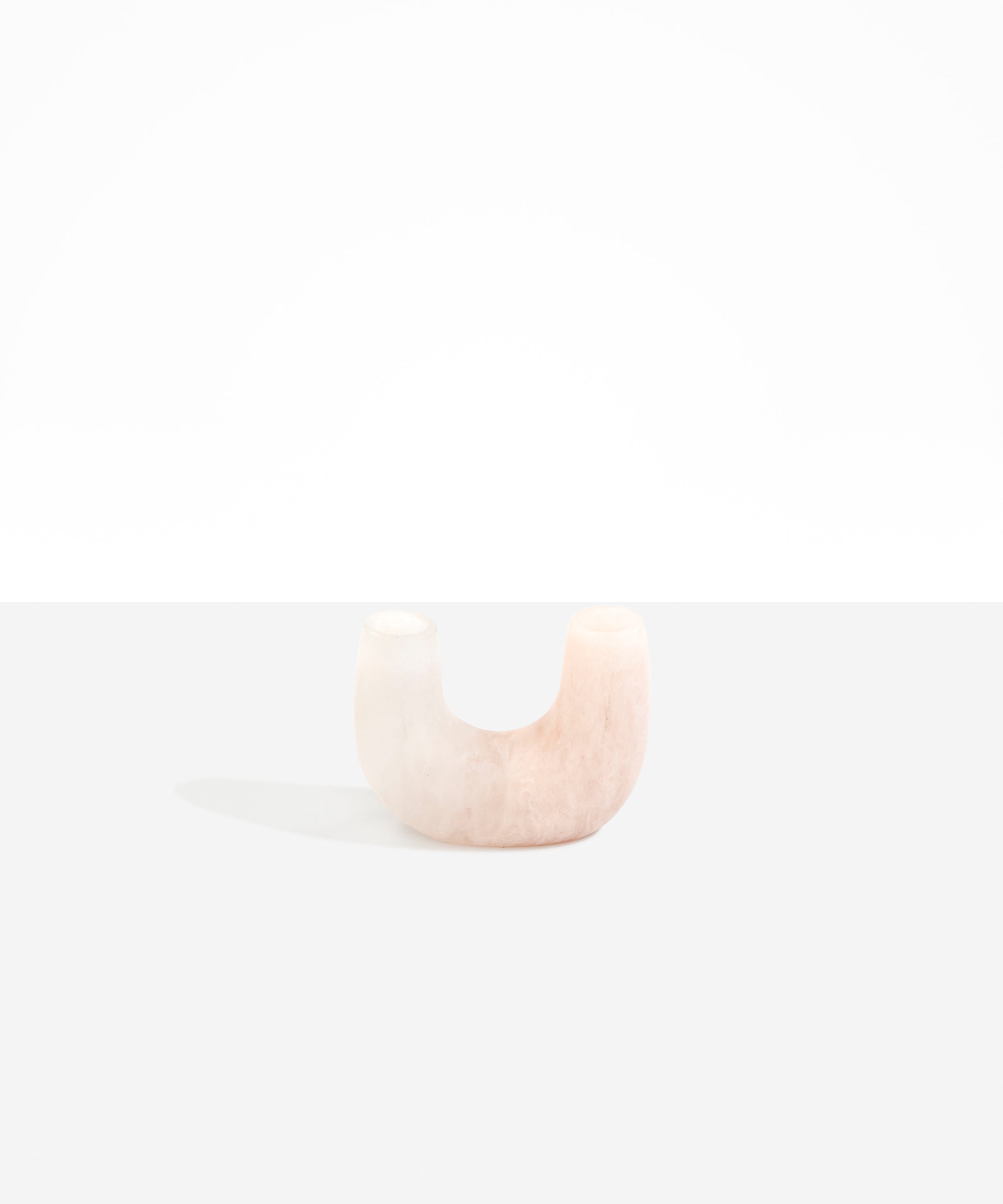 Dinosaur Designs Mini Branch Vase in Rose Swirl — marbled dusty pink resin decorative vase with chunky U-shaped arch form and twin openings