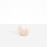 Dinosaur Designs Mini Branch Vase in Rose Swirl — marbled dusty pink resin decorative vase with chunky U-shaped arch form and twin openings