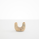 Dinosaur Designs Mini Branch Vase in Sandy Pearl —  marbled beige, grey and pearlescent resin decorative vase with chunky U-shaped arch form and twin openings