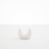 Dinosaur Designs Mini Branch Vase in Snow Swirl —  marbled white resin decorative vase with chunky U-shaped arch form and twin openings