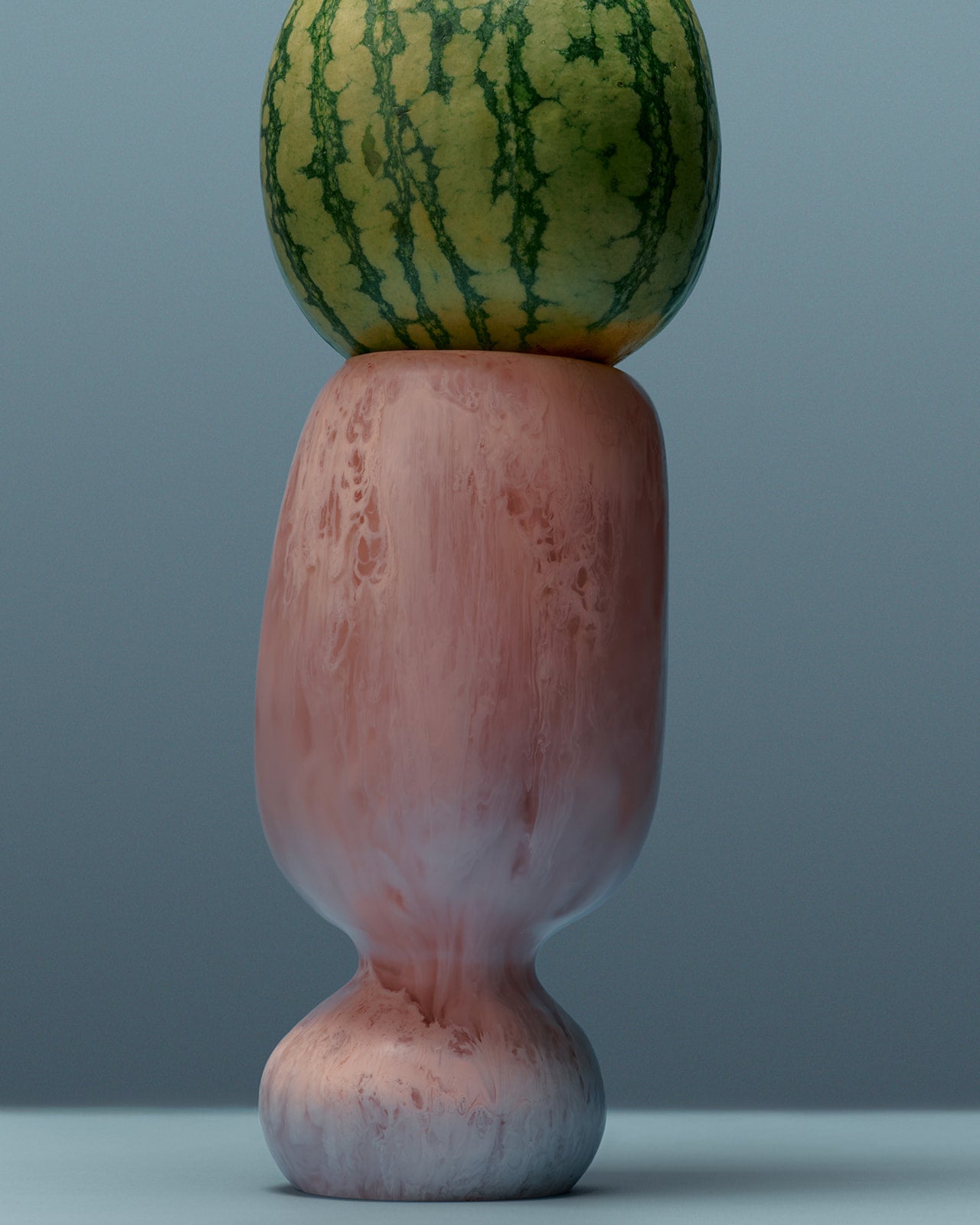 Tall curved pink vase
