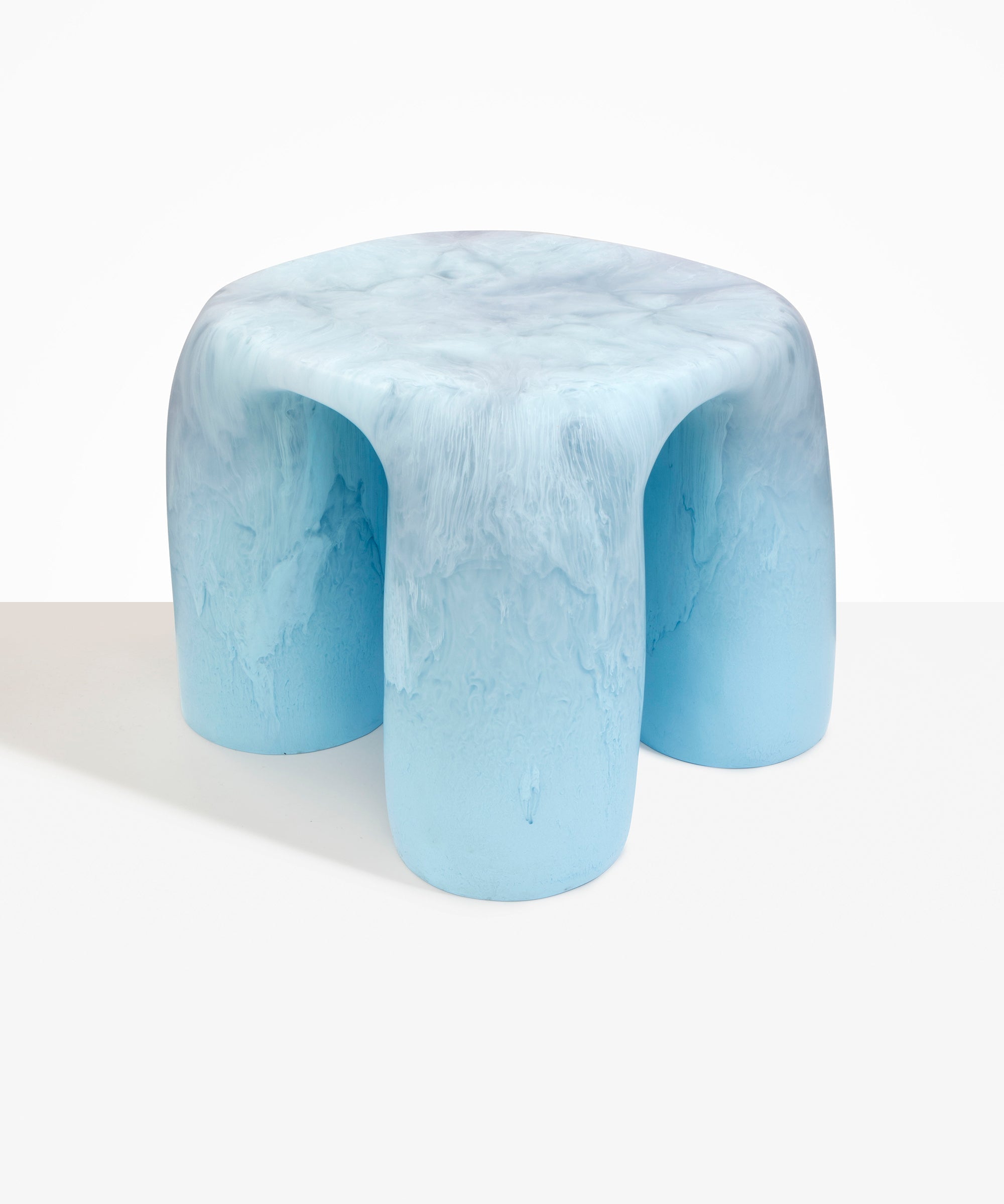Dinosaur Designs 4 Leg Rock Tower Table in Pool blue color resin