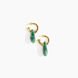 Dinosaur Designs Small Rock Hoop Earrings in Moss Colour resin with Brass Hoop Material..