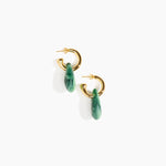 Dinosaur Designs Small Rock Hoop Earrings in Moss Colour resin with Brass Hoop Material.