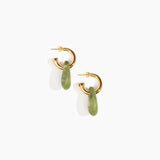 Dinosaur Designs Small Rock Hoop Earrings in Olive Colour resin with Brass Hoop Material