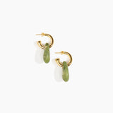 Dinosaur Designs Small Rock Hoop Earrings Earrings in Olive Colour resin with Brass Hoop Material