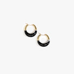 Dinosaur Designs Small Horn Hoop Earrings in Black Marble Colour resin with Nano-Coated Brass Material.