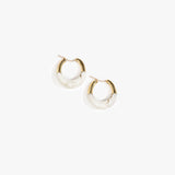 Dinosaur Designs Small Horn Hoop Earrings in Chalk Swirl Colour resin with Nano-Coated Brass Material.