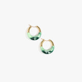 Dinosaur Designs Small Horn Hoop Earrings in Moss Colour resin with Nano-Coated Brass Material.