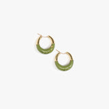 Dinosaur Designs Small Horn Hoop Earrings in Olive Colour resin with Nano-Coated Brass Material.