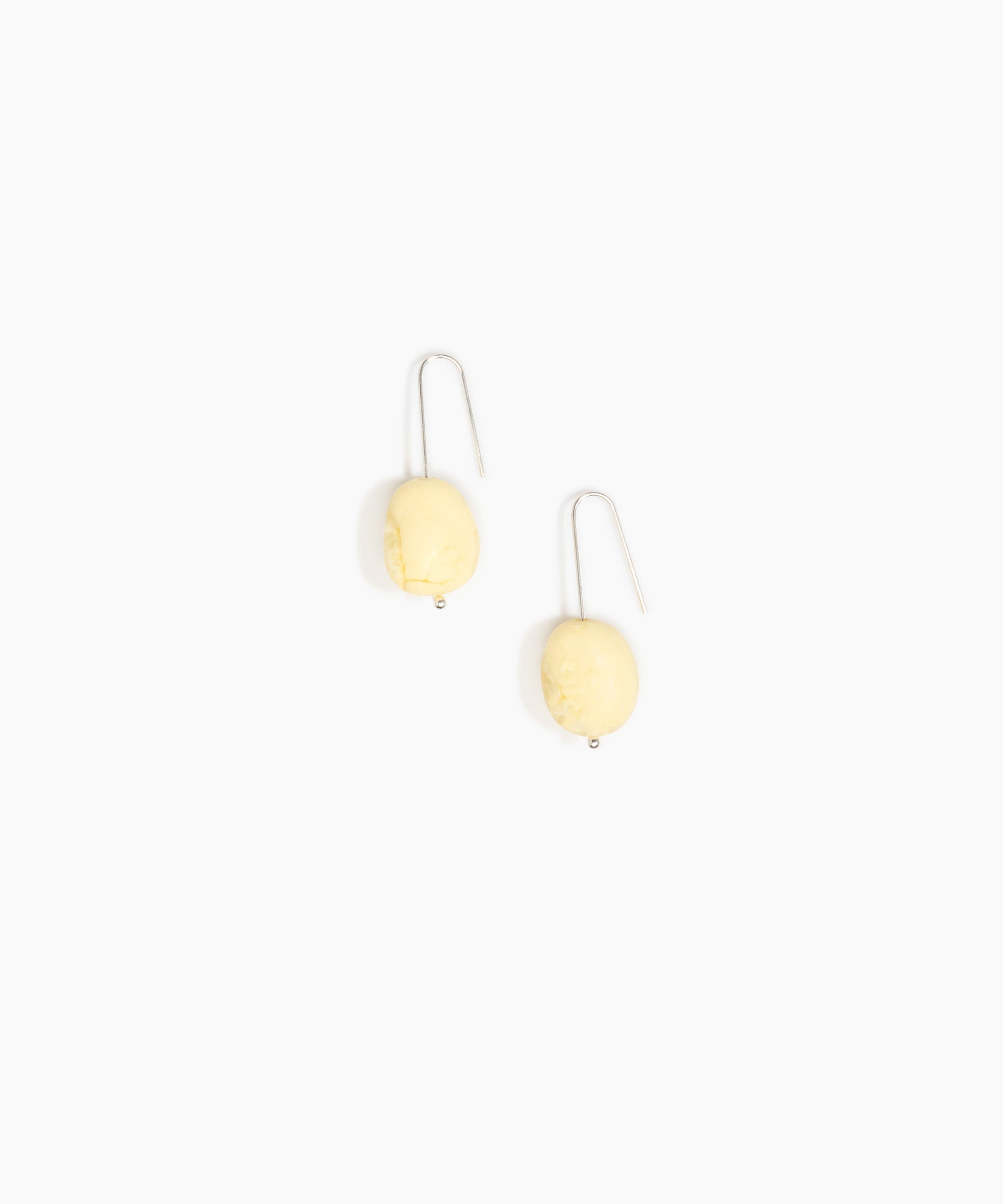 Dinosaur Designs Earth Wire Earrings in Lemon Colour resin with 925 Sterling Silver Material.