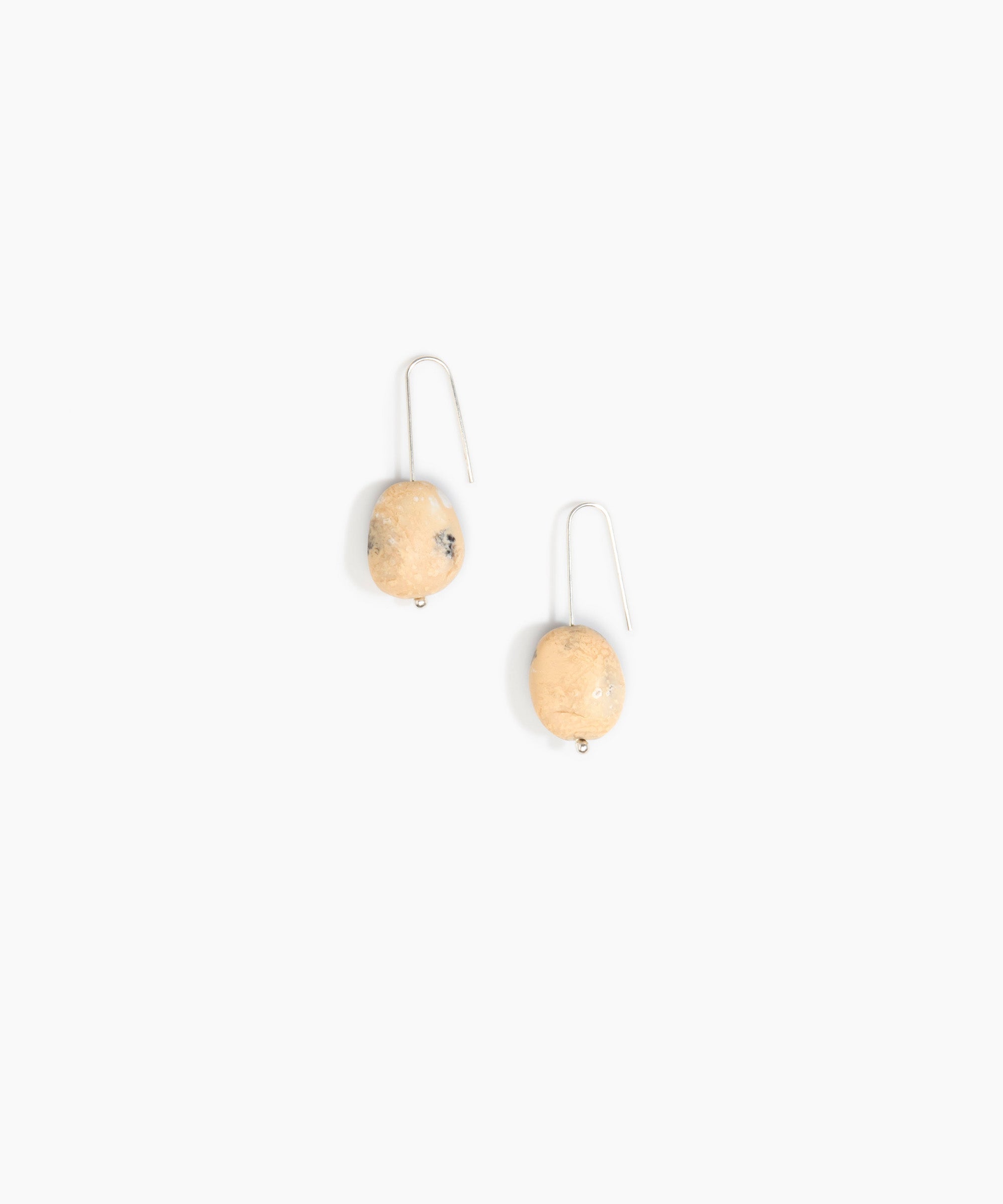 Dinosaur Designs Earth Wire Earrings in Sandy Pearl Colour resin with 925 Sterling Silver Material..